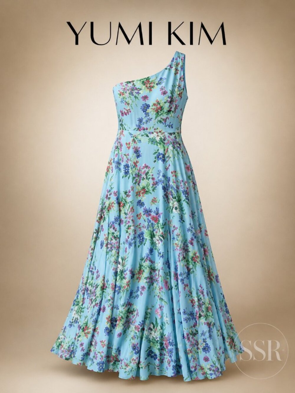 Yumi Kim Marta One Shoulder Maxi Dress Love Field Blue Floral Size S Lined Visco